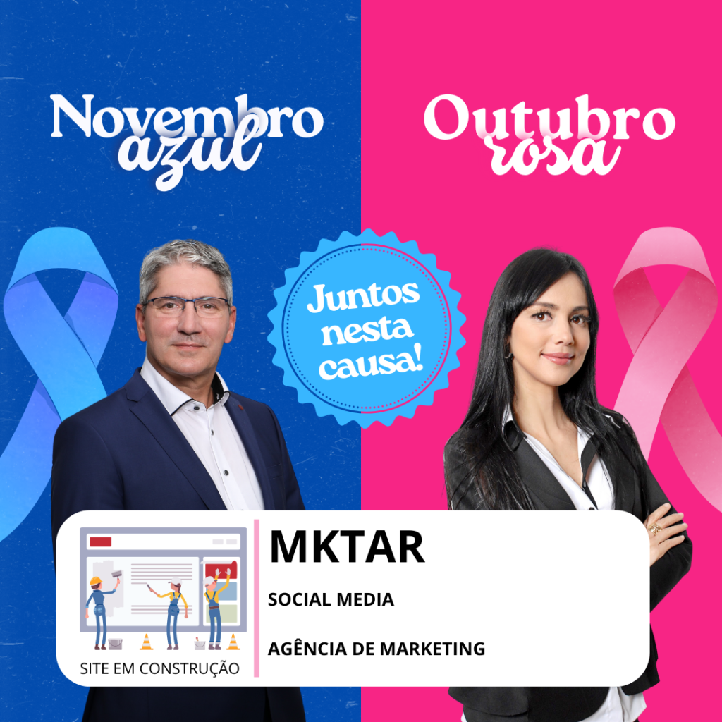 Instagram post novembro azul e outubro rosa minimalista azul e rosa